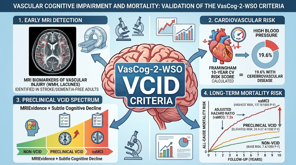 Xác thực tiêu chuẩn VasCog-2-WSO: Phát hiện sớm bằng MRI tình trạng suy giảm nhận thức do mạch máu và nguy cơ tử vong ở người trưởng thành không có đột quỵ và sa sút trí tuệ