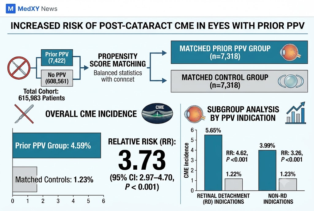 Increased Risk of Pseudophakic Cystoid Macular Edema After Cataract Surgery in Eyes with Prior Pars Plana Vitrectomy: Insights from a Large Retrospective Cohort Study