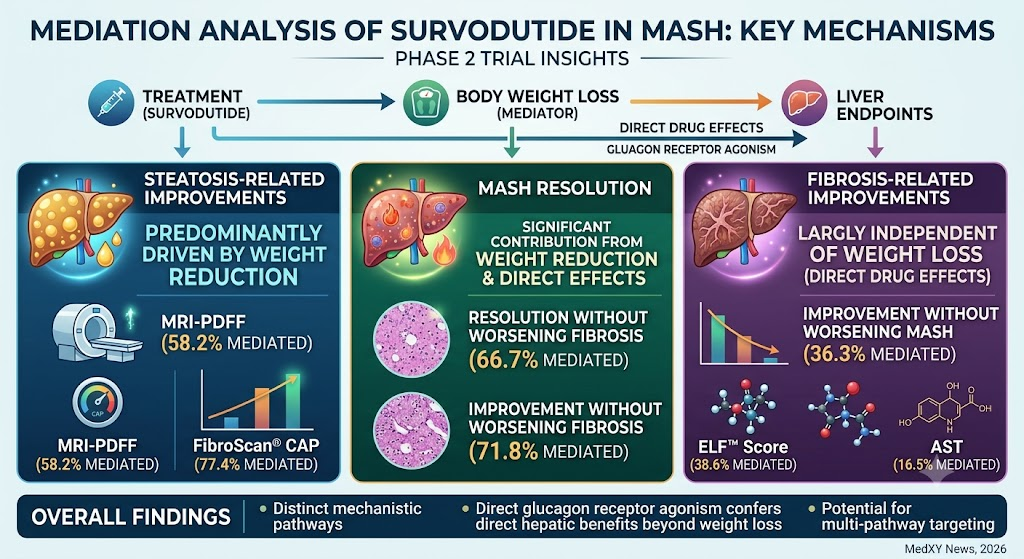 Disentangling Weight Loss-Dependent and Independent Effects of Survodutide on Liver Outcomes in MASH: Insights from a Phase 2 Mediation Analysis