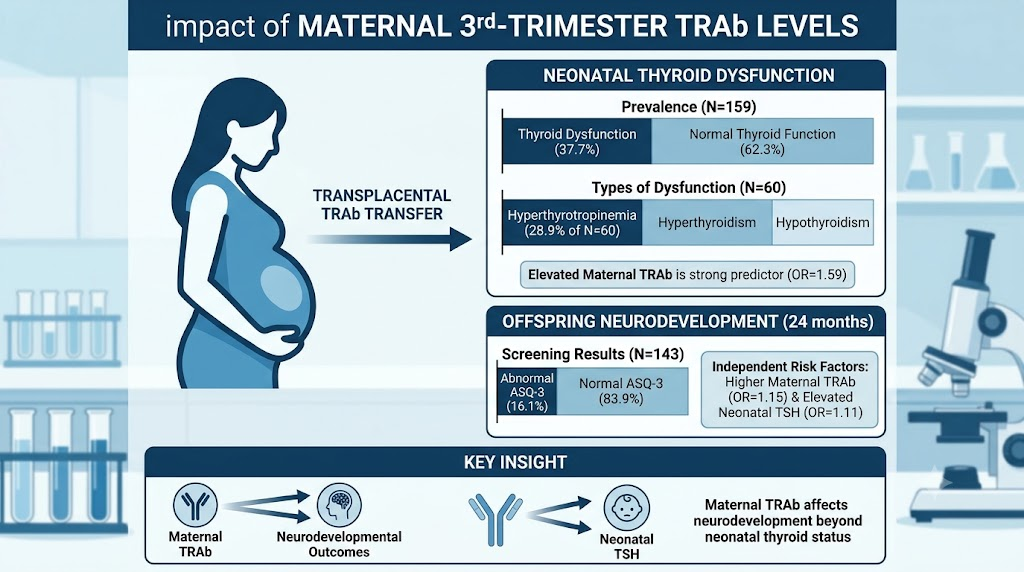 Impact of Maternal Third-Trimester TRAb Levels on Neonatal Thyroid Function and Early Childhood Neurodevelopment: Insights from a Bidirectional Cohort Study