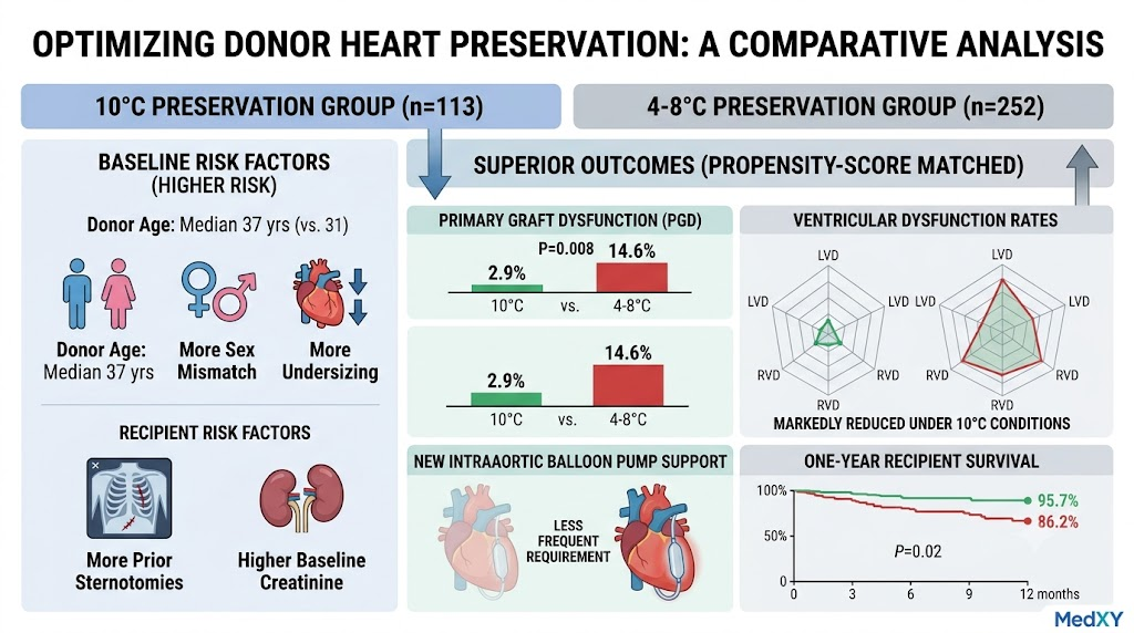 Optimizing Donor Heart Preservation: Superior Outcomes with 10°C Versus 4-8°C in Adult Heart Transplantation