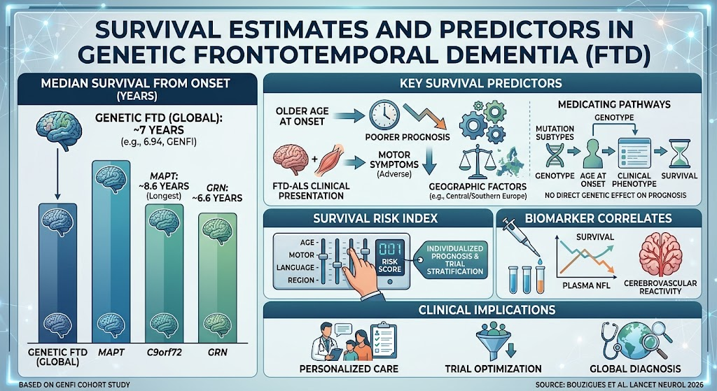 Survival Estimates and Predictors in Genetic Frontotemporal Dementia: Insights from an International Retrospective Cohort Study
