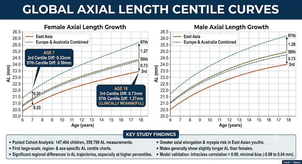 Global Axial Length Centile Charts: A New Reference for Myopia Management in Children and Adolescents