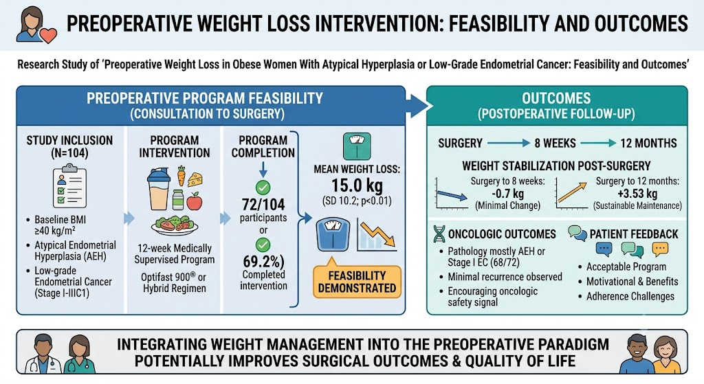 Preoperative Weight Loss in Obese Women With Atypical Hyperplasia or Low-Grade Endometrial Cancer: Feasibility and Outcomes