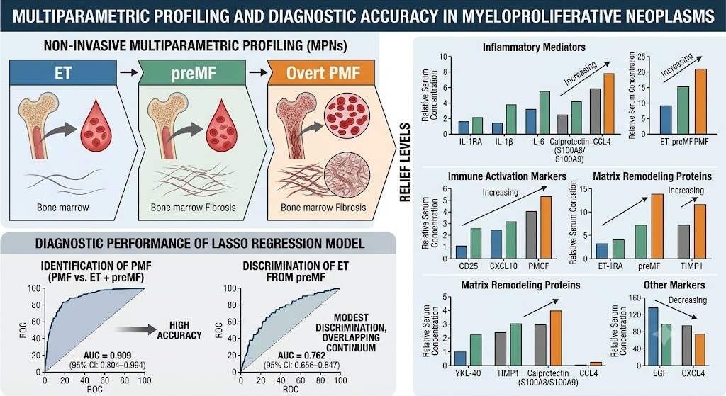 Advancing Diagnosis in Myeloproliferative Neoplasms: Non-invasive Multiparametric Profiling of ET, Premyelofibrosis, and Overt Myelofibrosis