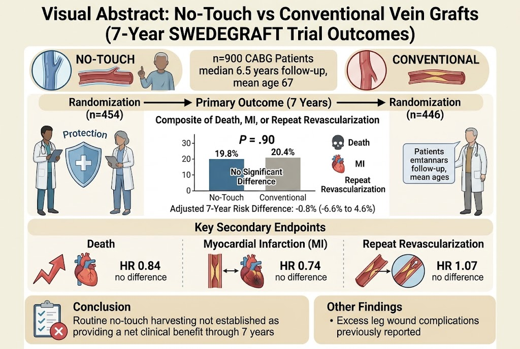 No-Touch Versus Conventional Vein Harvesting in Coronary Bypass Surgery: Insights from the SWEDEGRAFT Seven-Year Randomized Trial