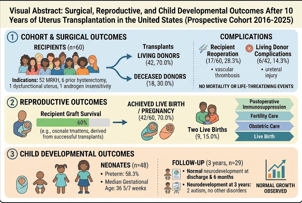 米国の10年にわたる子宮移植：手術成績・生殖転帰・小児発達の検証