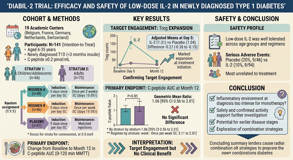 Low-Dose Interleukin-2 in Newly Diagnosed Type 1 Diabetes: Insights from the DIABIL-2 Phase 2b Trial