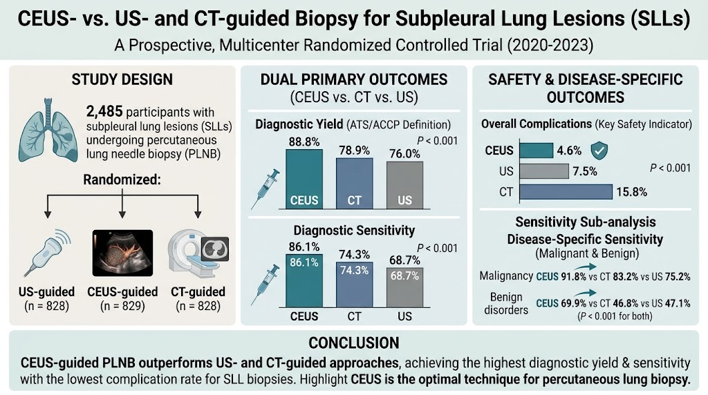 Enhanced Diagnostic Accuracy and Safety of CEUS-Guided Biopsy for Subpleural Lung Lesions: Insights from a Large Multicenter RCT