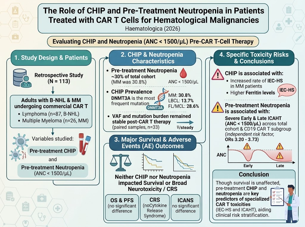 Influence of Clonal Hematopoiesis and Neutropenia on CAR-T Therapy Outcomes in Hematologic Malignancies