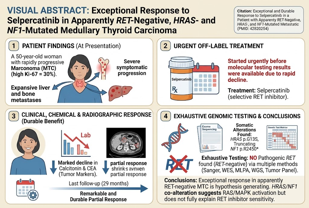 Exceptional and Durable Response to Selpercatinib in a Patient with Apparently RET-Negative, HRAS-, and NF1-Mutated Metastatic Medullary Thyroid Carcinoma