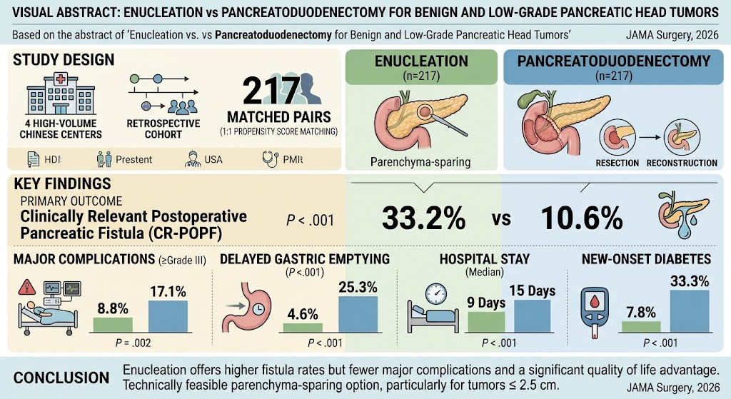 Enucleation vs Pancreatoduodenectomy for Benign and Low-Grade Pancreatic Head Tumors: A Contemporary Evidence Synthesis