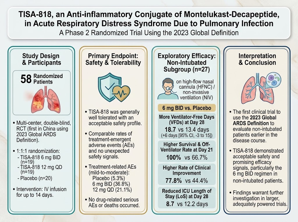 TISA-818 in ARDS Due to Pulmonary Infection: Promising Safety and Early Efficacy Signals with the 2023 Global Definition