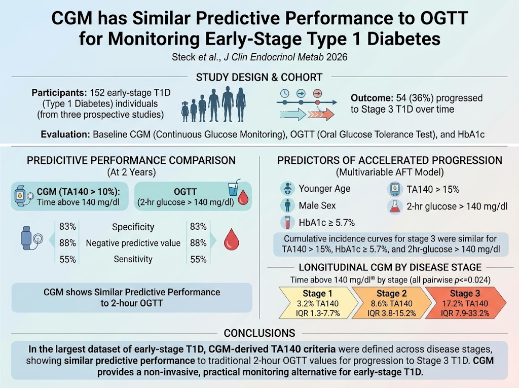 早期1型糖尿病の進行予測におけるCGMとOGTTの比較：予測精度と臨床的意義