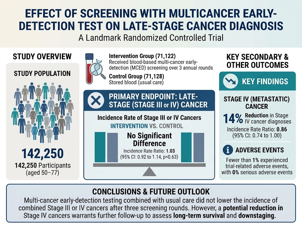 Evaluating the Impact of Multicancer Early-Detection Blood Tests on Late-Stage Cancer Diagnosis: Insights from a Large Randomized Trial
