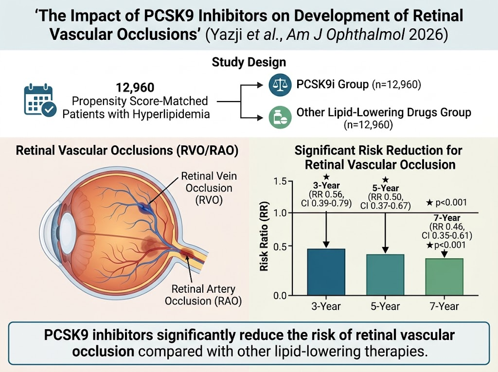 PCSK9抑制剂在高脂血症患者视网膜血管阻塞预防中的保护作用