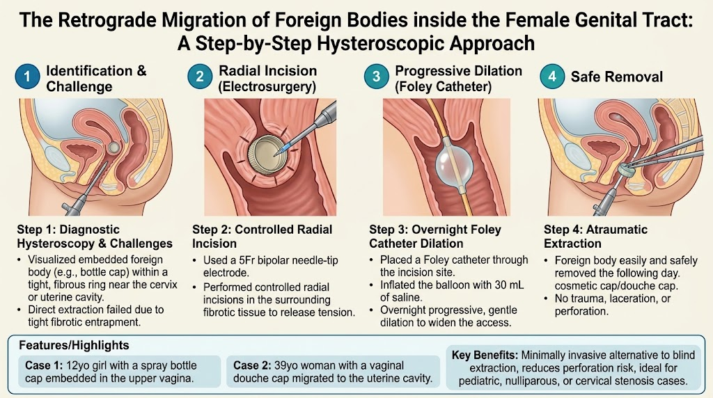 The Retrograde Migration of Foreign Bodies inside the Female Genital Tract: A Step-by-Step Hysteroscopic Approach