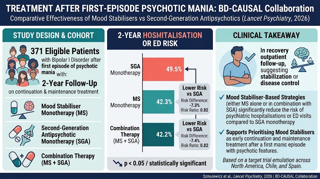 初回精神病性躁病後の維持療法を最適化するには？BD-CAUSAL Collaborationによる研究からの示唆