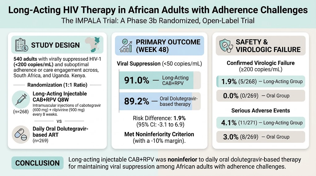 Long-Acting Injectable HIV Therapy: Improving Viral Suppression in African Adults with Adherence Challenges