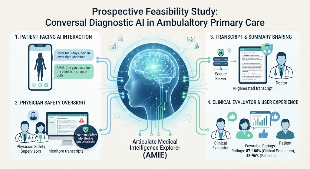 Đánh giá AI hội thoại trong chăm sóc ban đầu khẩn cấp: Nghiên cứu khả thi tiến cứu về Articulate Medical Intelligence Explorer