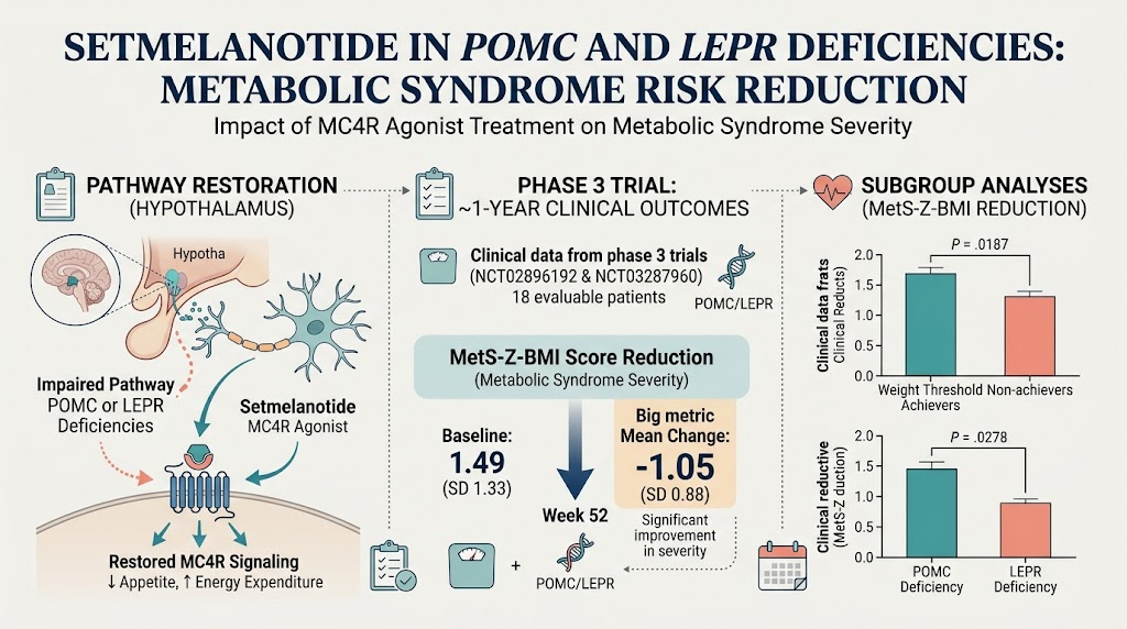 Setmelanotide 治疗可降低 POMC 或 LEPR 缺陷患者的代谢综合征风险