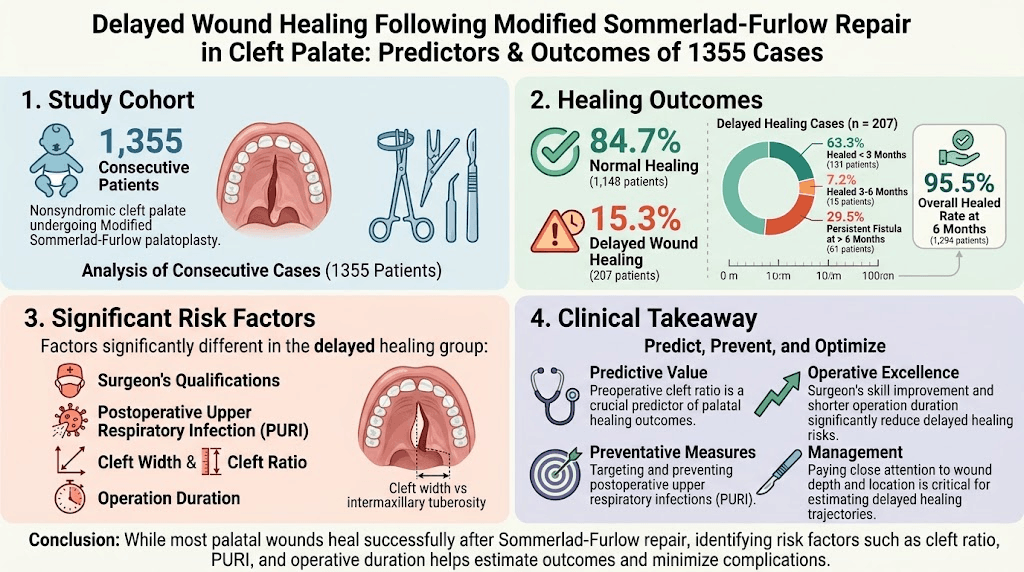 改良 Sommerlad-Furlow 腭成形术后伤口愈合延迟的预测因素与结局：大型队列研究的启示