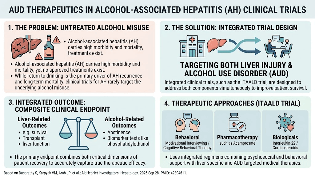 Integrating Therapies for Alcohol Use Disorder in Alcohol-Associated Hepatitis Clinical Trials: Advancing Composite Endpoints for Improved Outcomes