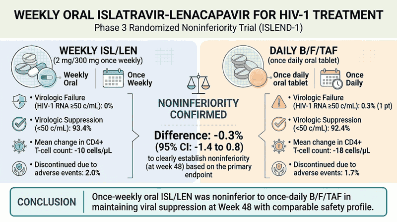 每周一次口服 islatravir-lenacapavir：HIV-1 治疗简化的新里程碑